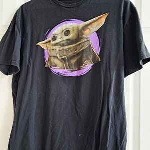 Star Wars Black Tee with Baby Yoda Graphic